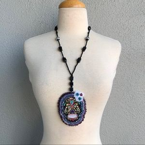Sugar Skull Dia de Muertos Beaded Necklace